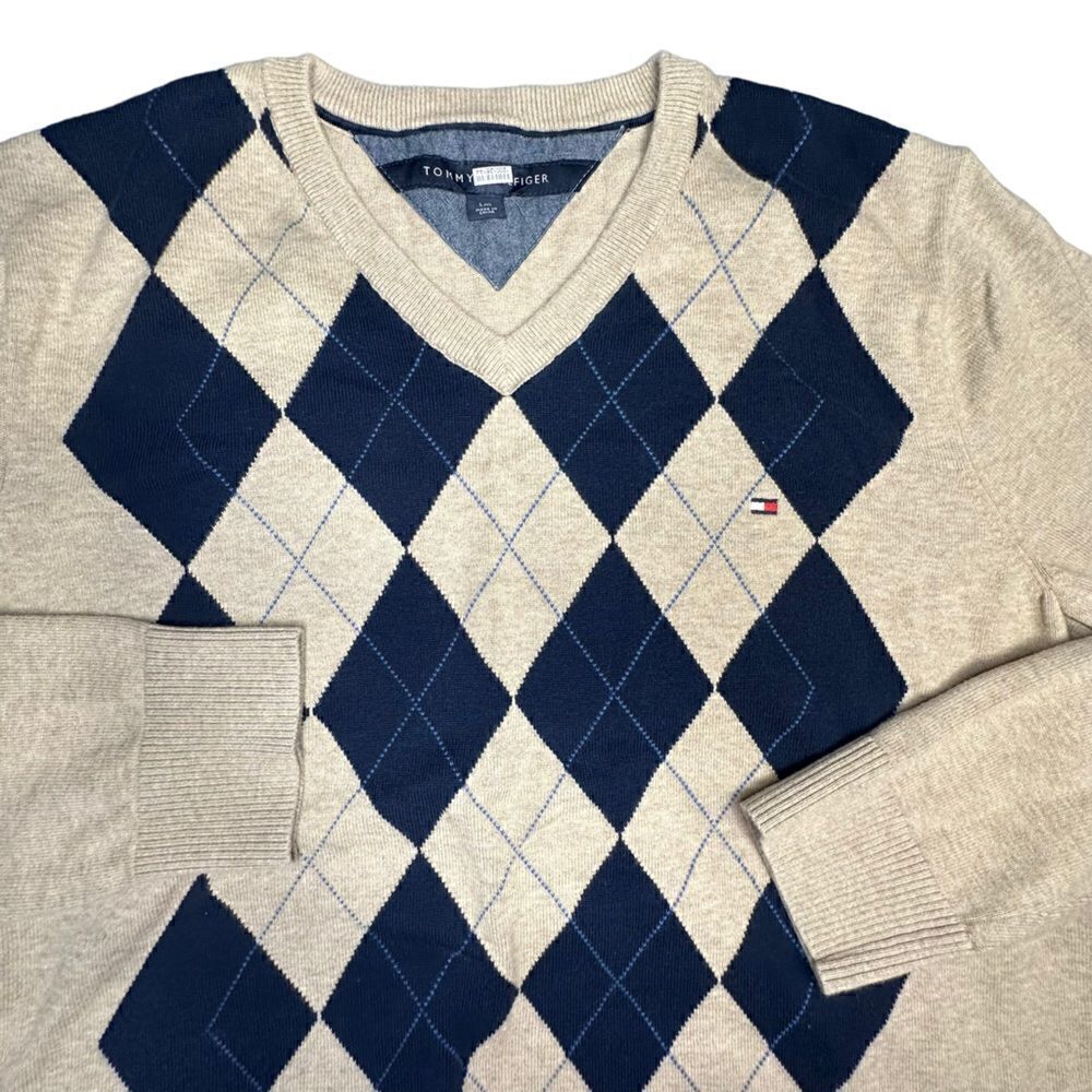 Tommy Hilfiger Argyle Pattern Cotton Sweater